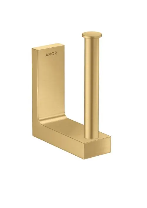 Ersatzpapierrollenhalter in gebürstetem Gold mit rechteckiger Halterung, gefertigt von AXOR. Das Design zeigt eine klare, minimalistische Form.